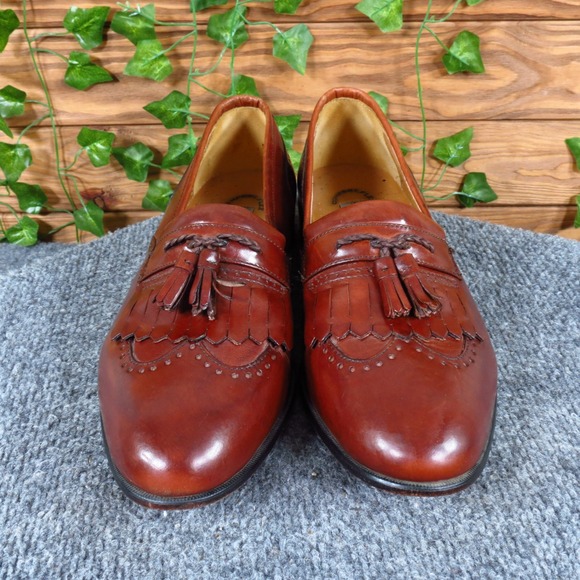 Stacy Adams Kilty Tassle Mens‎ Loafer Size 10.5 Dress Shoes Cognac Brown Leather main image 4